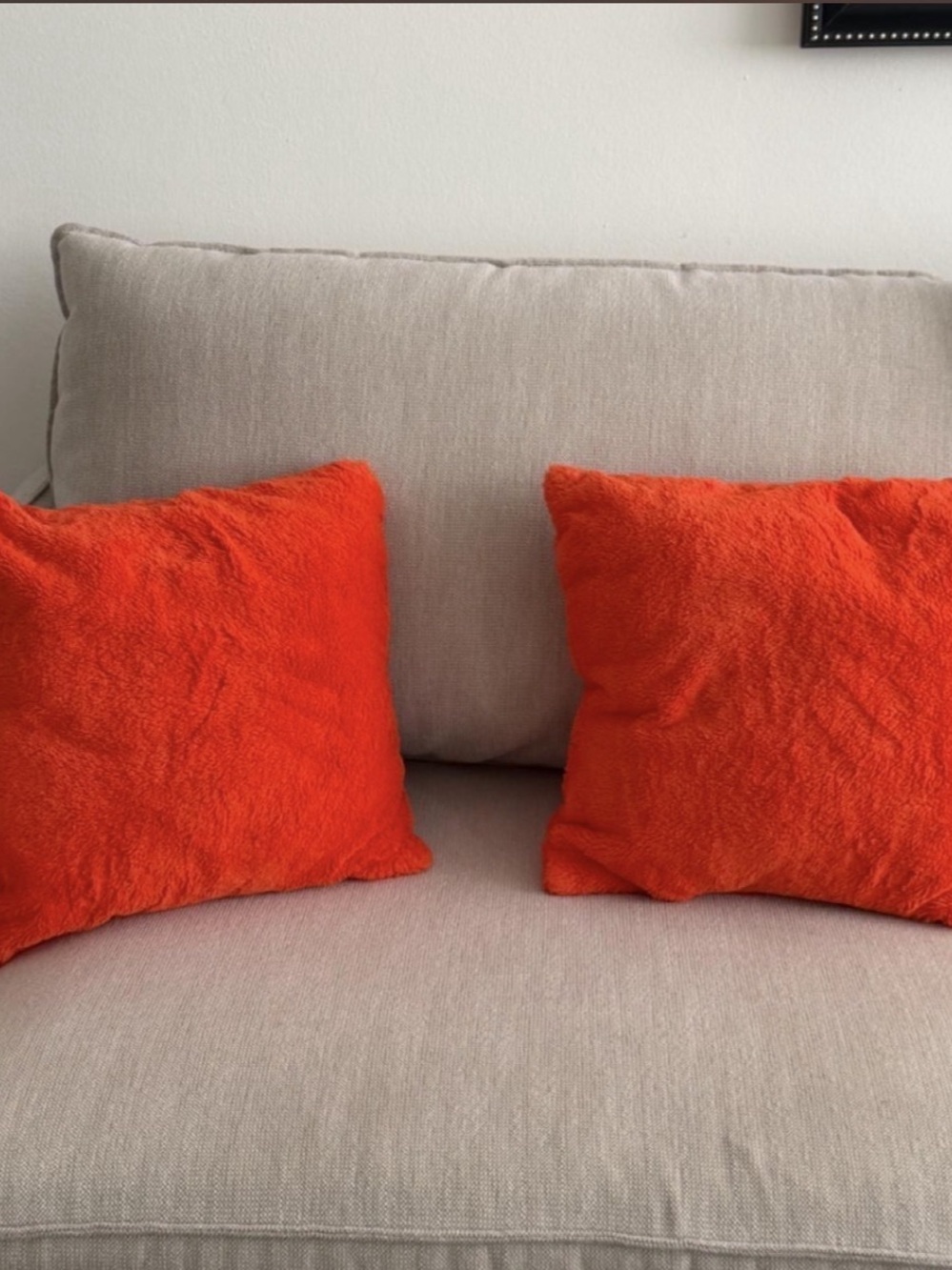 Bright Orange Faux Fur Accent Pillow